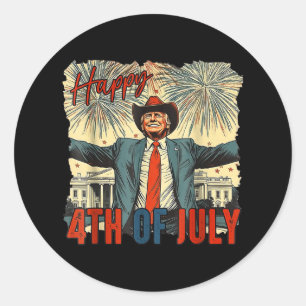 Sticker Rond Drôle Trump Joyeux Jour 4 juillet de l'Indépendanc
