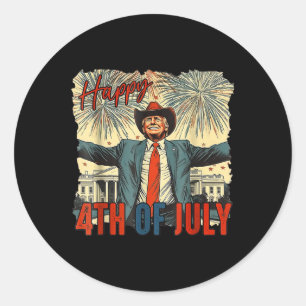 Sticker Rond Drôle Trump Joyeux Jour 4 juillet de l'Indépendanc