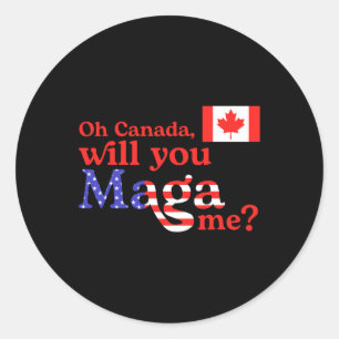 Sticker Rond Drôle Trump oh Canada États-Unis Et Canada Drapeau