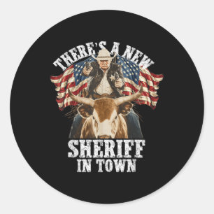 Sticker Rond Drôle Trump Shirt Cowboy Trump Merchandises Us Dra