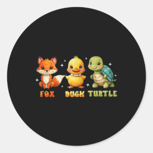 Sticker Rond Drôle Trump subtil Fox Duck Turtle mignonne Animal