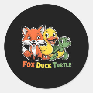 Sticker Rond Drôle Trump subtil Fox Duck Turtle mignonne Animal
