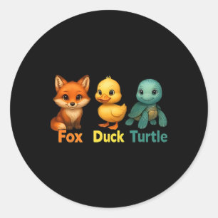 Sticker Rond Drôle Trump subtil Fox Duck Turtle mignonne Animal