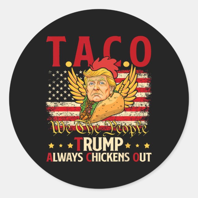 Sticker Rond Drôle Trump Taco Plaisanter Anti Trump Manifestati (Devant)