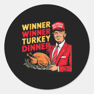 Sticker Rond Drôle Trump Winner Dîner Turquie Thanksgivi