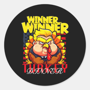 Sticker Rond Drôle Trump Winner Dîner Turquie Thanksgivi