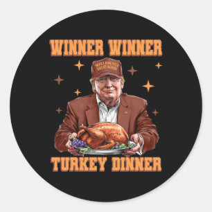 Sticker Rond Drôle Trump Winner Dîner Turquie Thanksgivi