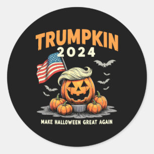 Sticker Rond Drôle Trumpkin 2024 Trump Rend Halloween Grand Enc