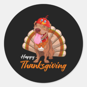 Sticker Rond Drôle Turquie Pitbull Chien Maple Leaf Vibes d'aut