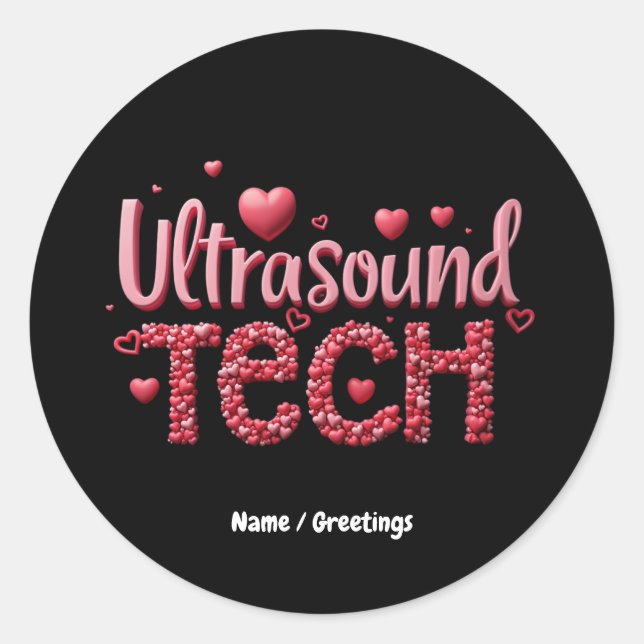 Sticker Rond Drôle Ultrasound Tech Valentine's Day Ideas (Devant)