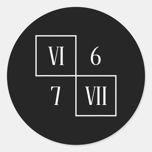 Sticker Rond Drôle Vi Vii 6 7 Mème Chiffres Romains Math Six Se (Devant)