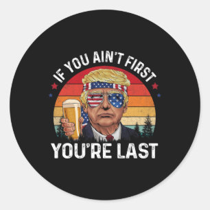 Sticker Rond Drôle Vintage 4 juillet Donald Trump Qui Me Boit