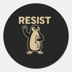 Sticker Rond Drôle Vintage résiste Activisme Pingouin Graphic D