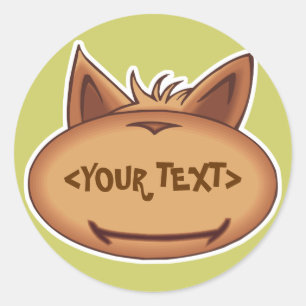 Sticker Rond Drôle visage de chat,<YOUR TEXT>