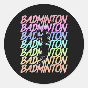 Sticker Rond Drôle Volant de badminton Vintage Joueur de Badmin
