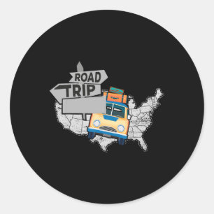 Sticker Rond Drôle Voyage Sur Route Pour Voyage En Famille 2025
