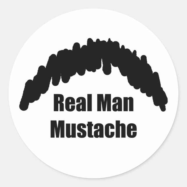 Sticker Rond Drôle Vrai Homme Cookie Duster Mustache (Devant)