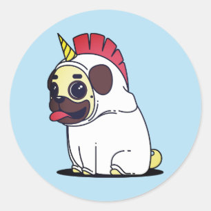 Sticker Rond Drôle Wanna Be Unicorn Carlin Halloween Costume Ch