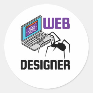 Sticker Rond Drôle Web Designer Spider Website Design