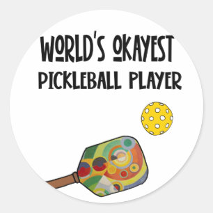 Sticker Rond Drôle World's Okayest Pickleball Player Sports