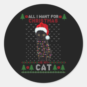 Sticker Rond drôles amoureux de les chats mignon chat santa cha
