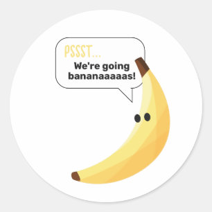 Sticker Rond Drôles de faveurs de fête à la banane rétro avec j