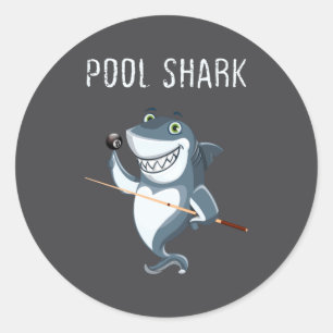 Sticker Rond Drôles de requins ol Joueurs de billard 
