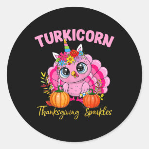 Sticker Rond Drôles de Turciorn Licorne Turquie Drôle de Thanks