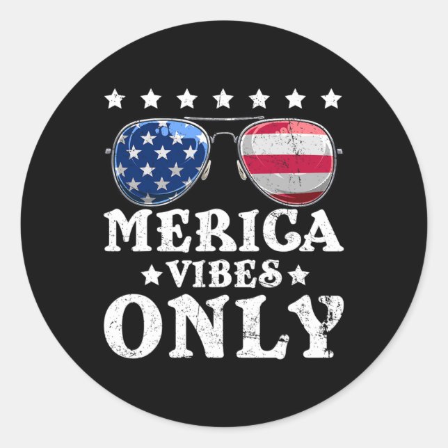 Sticker Rond Drôles de vibrations Merica Drapeau américain Sung (Devant)