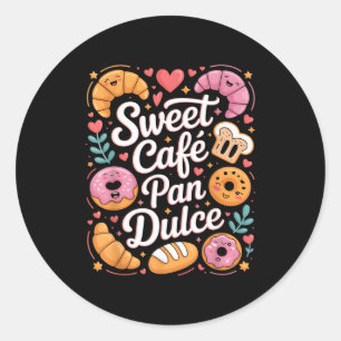 Sticker Rond Drôles sucrés café pan dulce boulangerie personnag