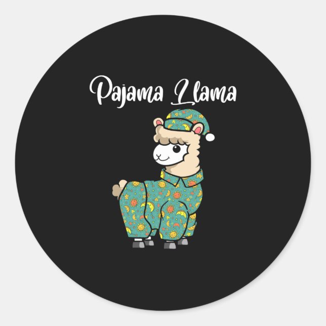 Sticker Rond Droll lama pyjama lama heure du coucher pyjama alp (Devant)