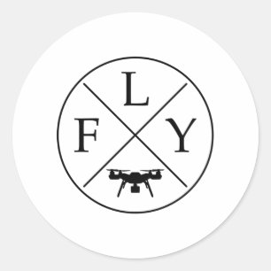 Sticker Rond Drone de logos de vol