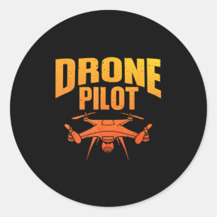 Sticker Rond Drone Pilote Art Pour Hommes Femmes Enthousiaste D