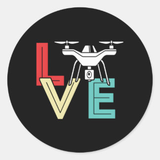 Sticker Rond Drones Drone Pilote Quadcopter Journée Drone