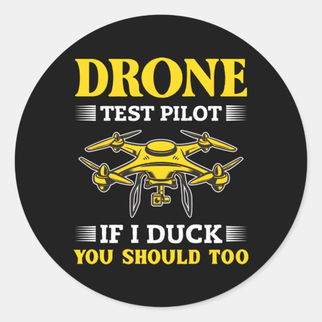 Sticker Rond Drones pilotes de test de drones Quadcopter (Devant)