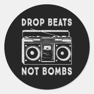 Sticker Rond Drop Beats Not Bombs Anti-guerre Boombox Music Pea