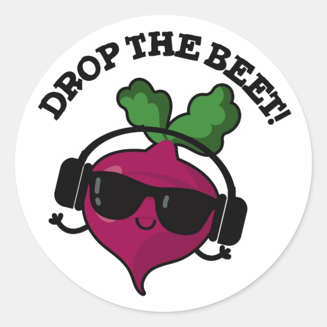 Sticker Rond Drop La Beet Funny Music Veggie Pun (Devant)