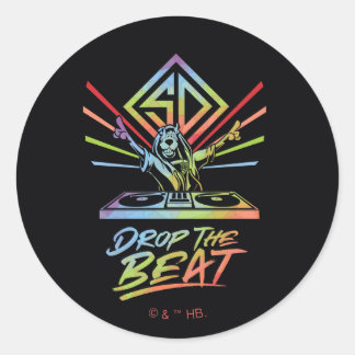 Sticker Rond Drop the Beat : DJ Scooby-Doo