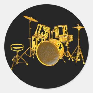 Sticker Rond Drumkit - jaune