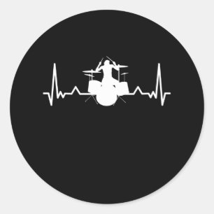 Sticker Rond Drummer Drumming Hearbeat Drôle Drôle Cadeau