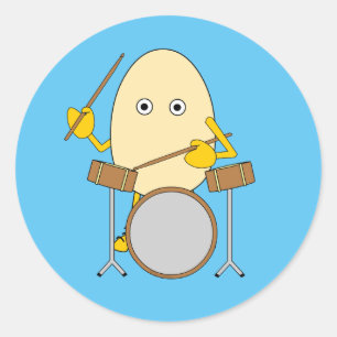 Sticker Rond Drummer Egghead