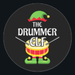 Sticker Rond Drummer Elf Family Matching Group Christmas Drum<br><div class="desc">Drummer Elf Family Matching Group Christmas Drum</div>