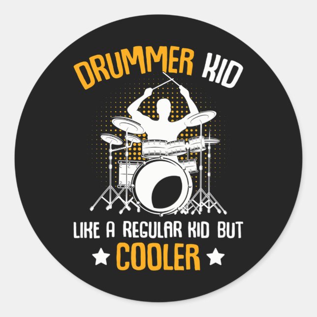 Sticker Rond Drummer Kid Drummer Percussionist Drums Kids (Devant)