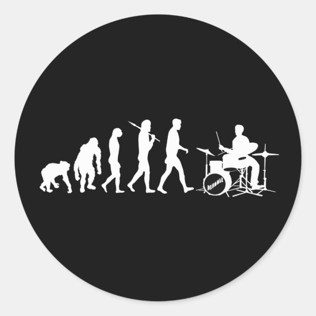 Sticker Rond Drummer Rock Music et Drummer Jazz Dubstep (Devant)