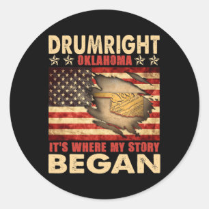 Sticker Rond Drumright Oklahoma Drapeau Etats-Unis Fête Nationa