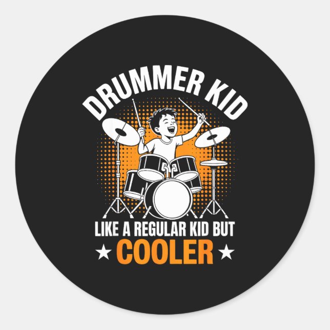 Sticker Rond Drumset Drums Lover Percussionist Drummer Kid Drum (Devant)