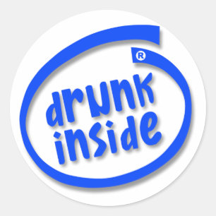 Sticker Rond Drunk à l'intérieur