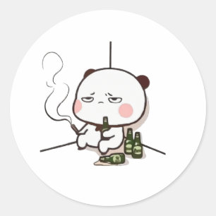 Sticker Rond Drunk Panda