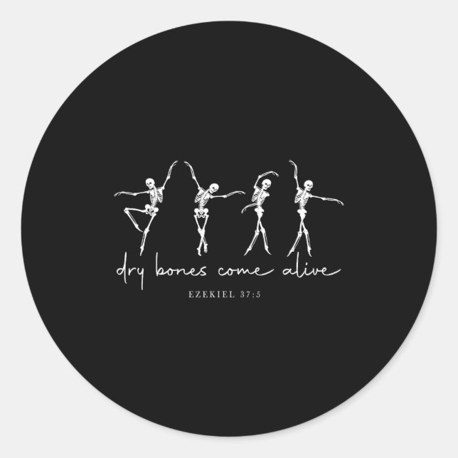 Sticker Rond Dry Bones Come Alive Dancing Ballet Skeleton Ezeki (Devant)