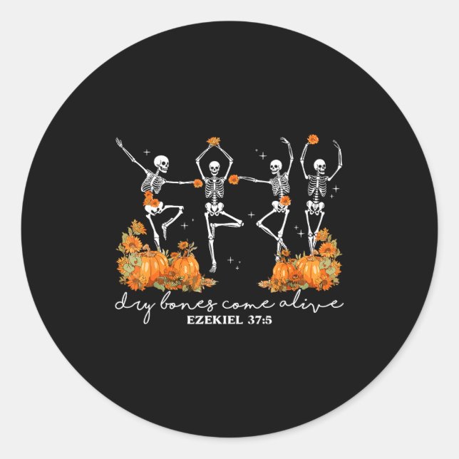 Sticker Rond Dry Bones Come Alive Halloween Skeleton Dancing Ch (Devant)